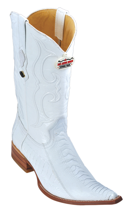 Los Altos White Genuine Ostrich Leg 3X Toe Cowboy Boots 950528